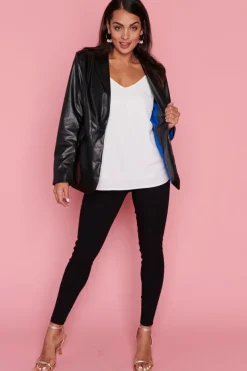 Lorraine Designs Jackets & Coats*Tailor Black Pleather Blazer