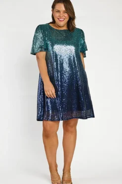 Lorraine Designs Loose Dresses | Casual Dresses*Taylor Ombre Blue Sequin Dress