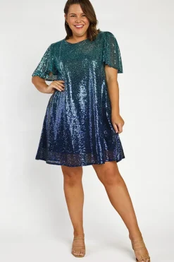 Lorraine Designs Loose Dresses | Casual Dresses*Taylor Ombre Blue Sequin Dress