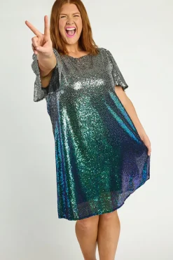 Lorraine Designs Loose Dresses | Casual Dresses*Taylor Ombre Silver Sequin Dress