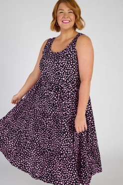 Lorraine Designs Fit & Flare Dresses | Midi Dresses*Teagan Abstract Hearts Black Pink Sleeveless Dress