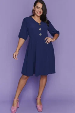 Lorraine Designs Casual Dresses | Knee Length Dresses*Tess Navy Dress