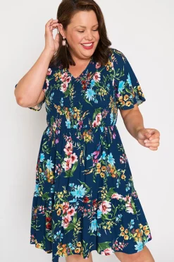 Lorraine Designs Casual Dresses | Fit & Flare Dresses*Tilley Navy In Bloom Dress