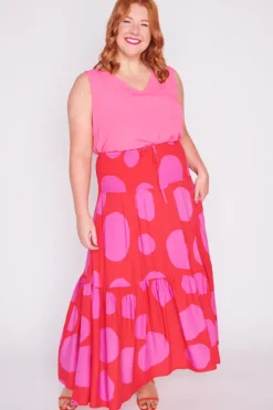Lorraine Designs Skirts*Willy Splotched Pink & Red Skirt